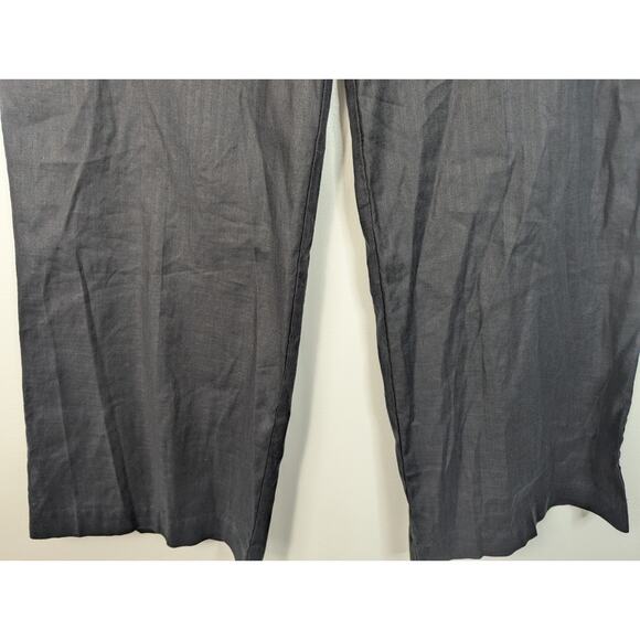 NWT Evereve Beth High Rise Linen Blend Wide Leg Pant in Bold Black - Picture 3 of 8